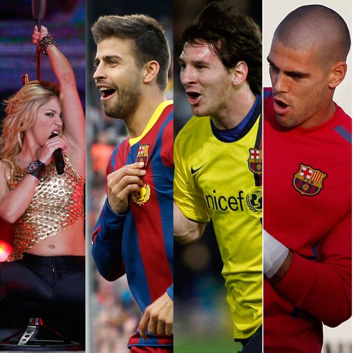 Montaje Shakira, Piqué, Leo Messi Y Valdés