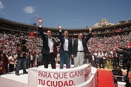 Zapatero, Alarte Y Calabuig En La Plaza De Toros De Valencia