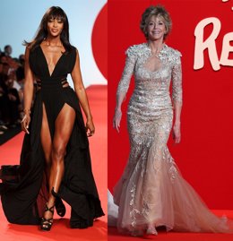 Montaje De Naomi Campbell Y Jane Fonda En El Desfile 'Fashion For Relief'
