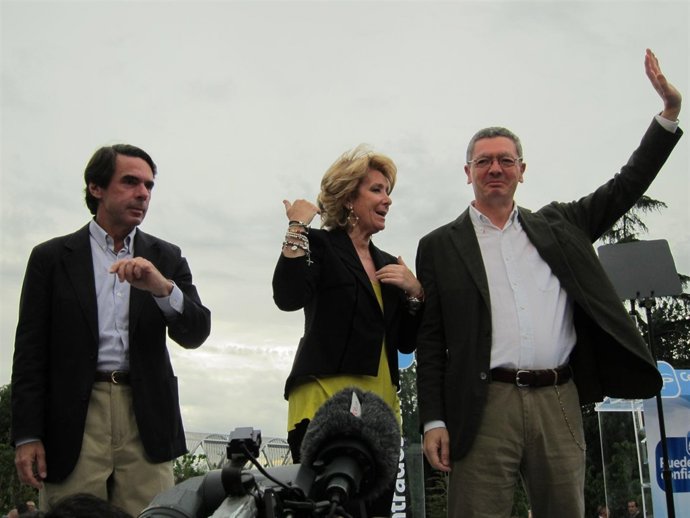 Aznar, Aguirre Y Gallardón En Un Mitin