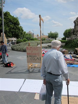 Imagen de la horca colocada en Plaza España
