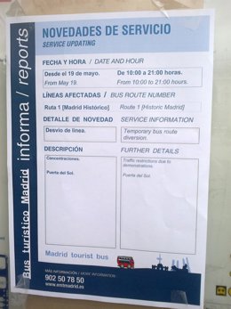 Cartel Sobre Modificaciones Del Servicio