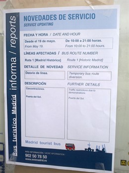 Cartel Sobre Modificaciones Del Servicio