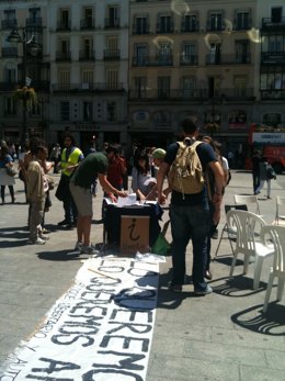 Recogida De Firmas Jóvenes 'Acampados'  Puerta Del Sol