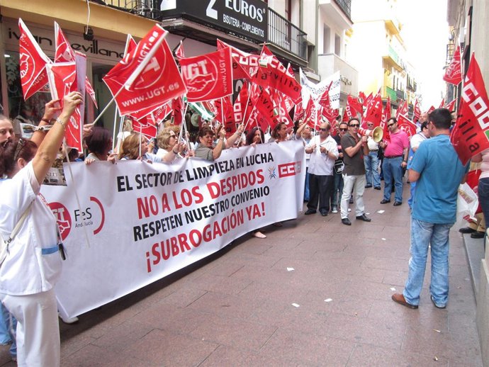 Manifetación De Trabajadoras De Empresas De La Limpieza. 