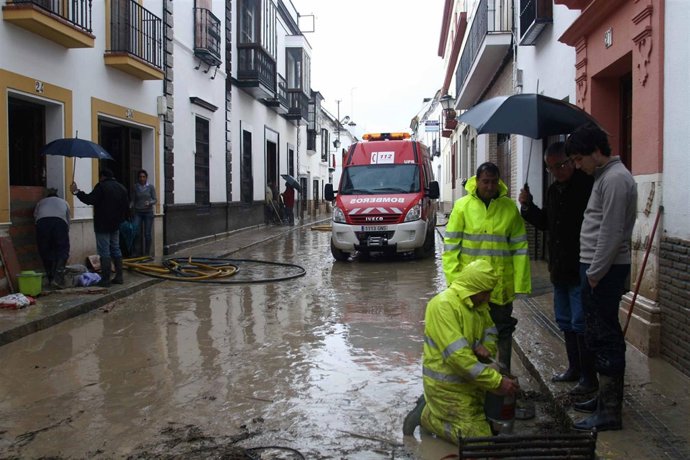 Imagen de los efectos de la lluvia en Écija (Sevilla) en diciembre de 2010