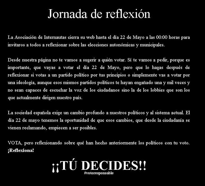 Mensaje De Cierre De Páginas Por Jornada De Reflexión Desde La Asociación De Int