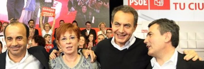 Pedro López Y García Retegui Junto A Zapatero Y Saura