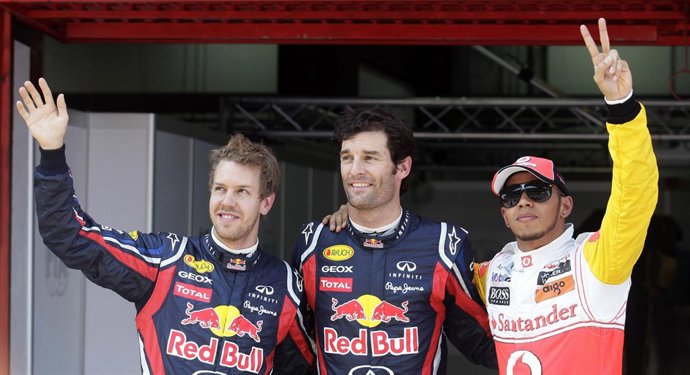 Podio De La Calificación En Montmeló: Webber, Vettel Y Hamilton