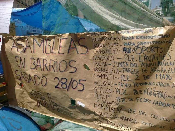 Cartel Con Las Asambleas Convocadas En Barrios De Madrid