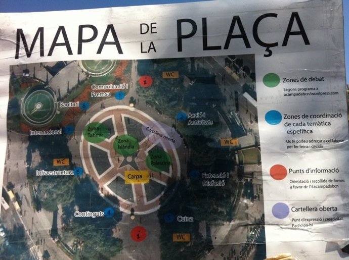 Mapa De La Protesta En Plaza Catalunya