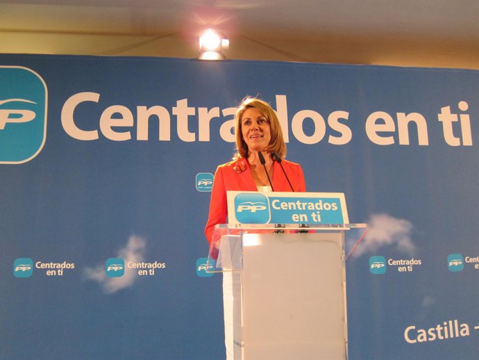 Cospedal, Durante La Rueda  De Prensa Tras Conocer Su Victoria