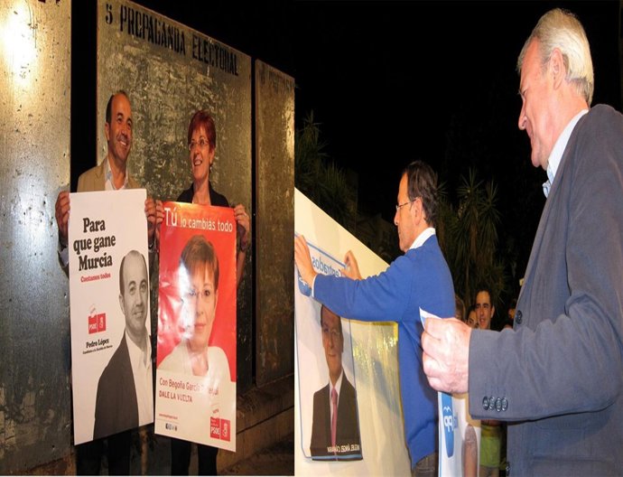 Retegui Y Valcárcel En La Pega De Carteles 