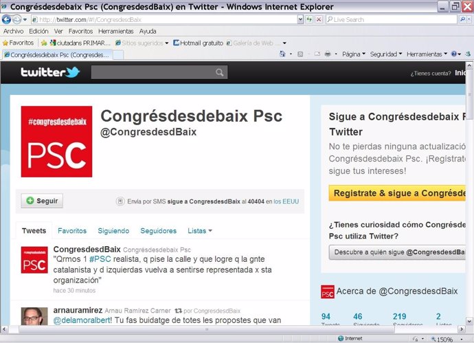 Canal En Twitter De 'Congresdesdebaix', PSC