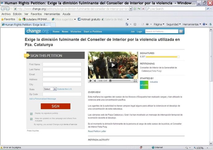 Petición De Dimisión Por Internet De Felip Puig