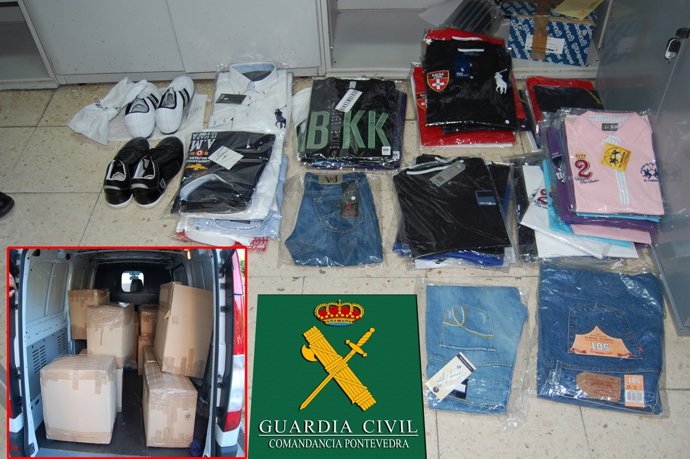 LA GUARDIA CIVIL DE O PORRIÑO INCAUTA UNA PARTIDA DE ROPA FALSIFICADA EN EL INTE