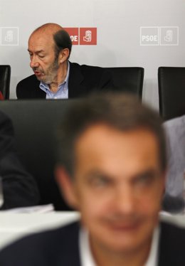 J.L.Rodríguez Zapatero y A.Pérez Rubalcaba (PSOE)