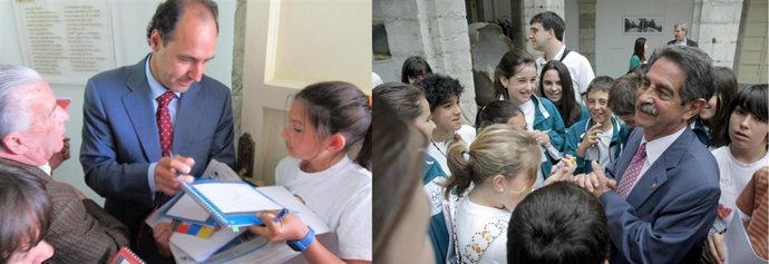 Diego Y Revilla Firmando Autógrafos A Niños En El Parlamento. 
