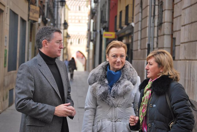 Rudi, Blasco y la presidenta del PP en Teruel