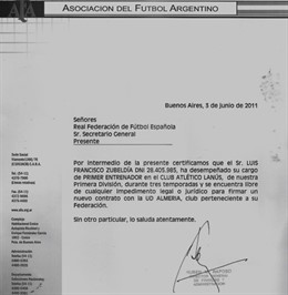 Carta De La AFA Al Almería
