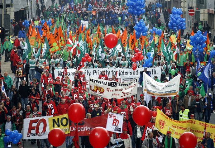 Manifestación en Bruselas contra los recortes