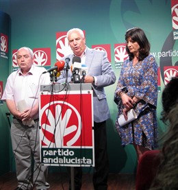 Francisco Carbonero (CCOO-A), Manuel Pastrana (UGT-A) Y Pilar González (PA)