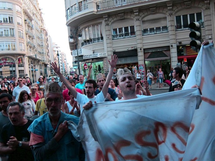 Durante La Protesta De Los 'Indignados'