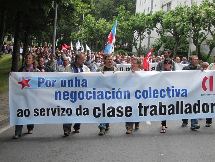 Manifestación De La CIG En Rechazo A La Nueva Negociación Colectiva