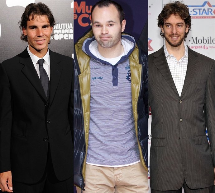 Montaje De Rafa Nadal, Andrés Iniesta Y Pau Gasol 