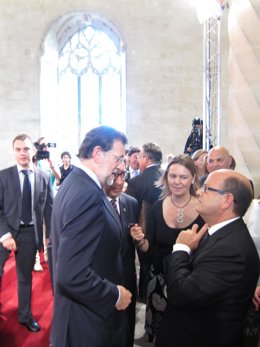 Mariano Rajoy Con Joan Huguet Y Maria Salom 