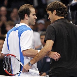 roger federer y pete sampras en un torneo en Madison Square Garden