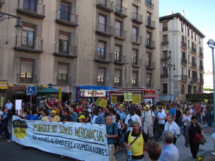 Manifestación En Pamplona Contra El Pacto Del Euro.