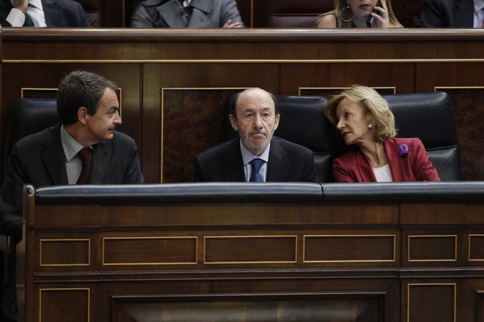 Rubalcaba, Zapatero Y Salgado En El Pleno Del Congreso