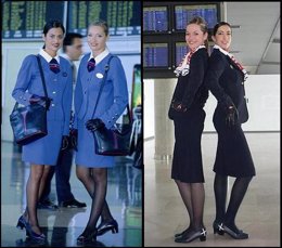 Imágenes del antiguo y del nuevo uniforme de las azafatas de Air Nostrum.