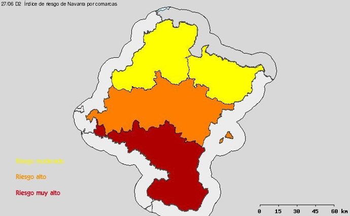 Nivel De Riesgo De Incendios Para El Lunes, 27 De Junio.