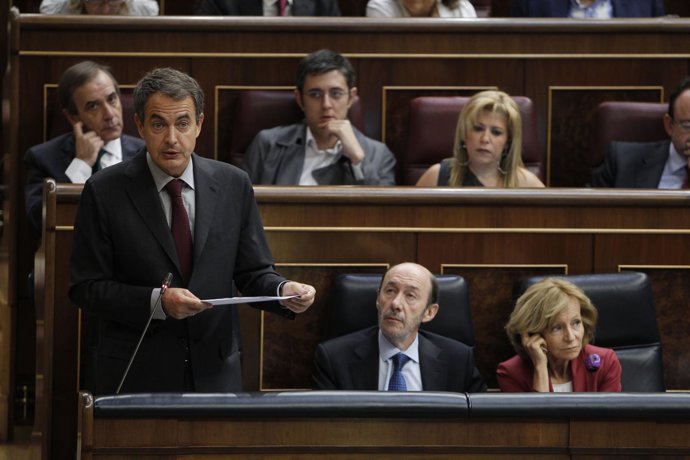 Zapatero Con Rubalcaba Y Salgado En El Pleno Del Congreso