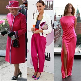 Montaje Reina Madre, Laura Ponte Y Rosie Huntington-Whiteley Todas De Fucsia