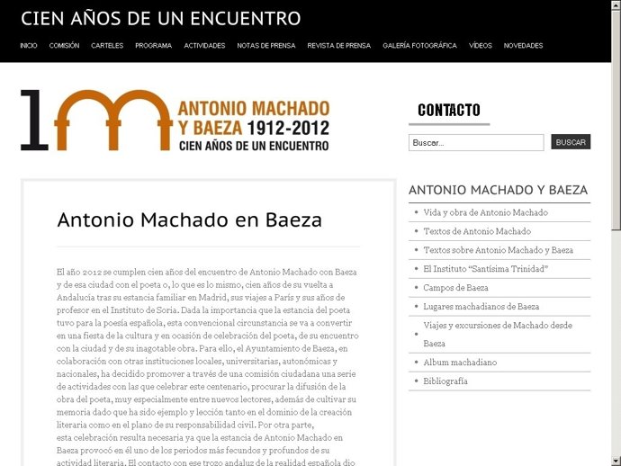 Página Web Sobre El Centenario De La Llegada De Machado A Baeza (Jaén).
