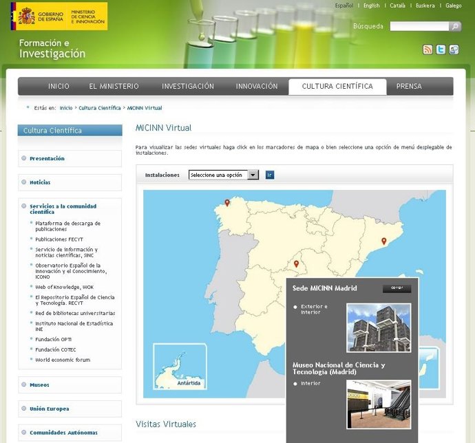 Página Del Ministerio De Ciencia 
