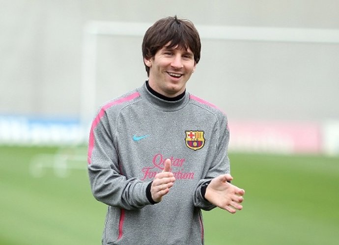 Leo Messi en un entrenamiento del FC Barcelona