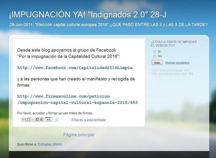 Web 'Indignados' Elección Capital Cultural Europea