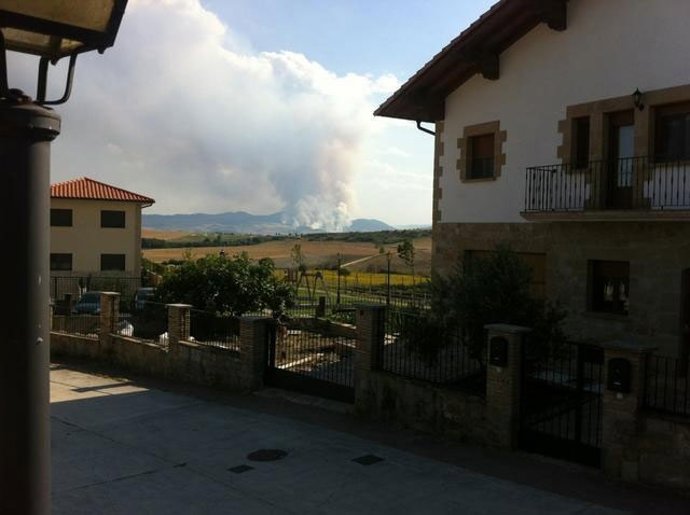 Imagen Del Incendio En Arraiza Tomada Desde Los Alrededores.