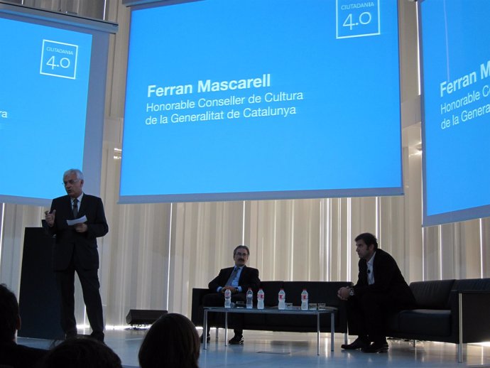 El Conseller F.Mascarell, Kim Faura (Telefónica) Y Ferran Soriano (Spanair)