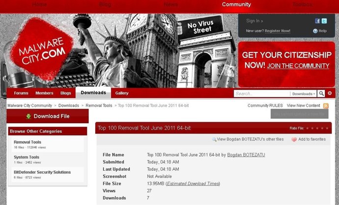 Página Malwarecity.Com Por Bitdefender 