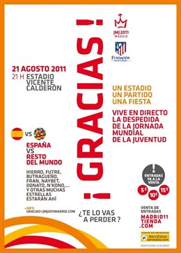 Cartel Del Partido Benéfico Fin De Fiesta De La JMJ '¡Gracias!'