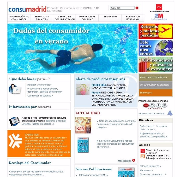 Web Consumadrid De La Comunidad De Madrid
