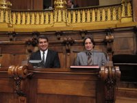 Laporta se estrena en el pleno del Ayuntamiento de Barcelona