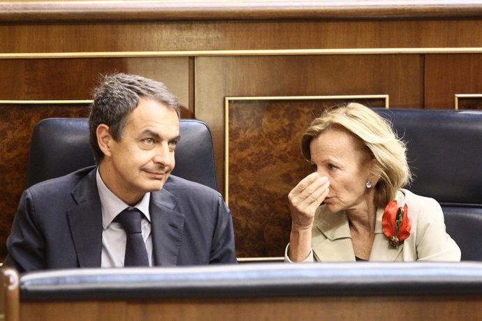 Zapatero Y Salgado, En El Pleno Del Congreso