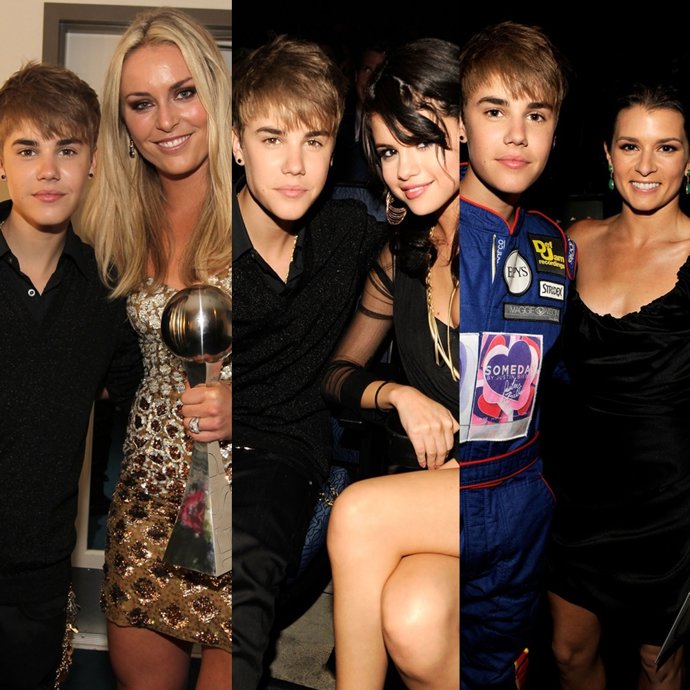 Montaje Justin Bieber Con Selena Gomez, Lindsey Vonn, Danica Patrick