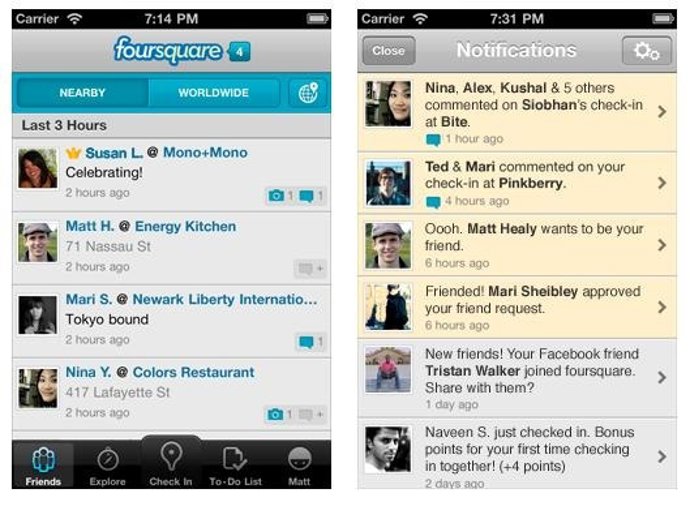 Nuevo Sistema De Notificaciones De Foursquare Para Ios Desde El Blog De Foursqua